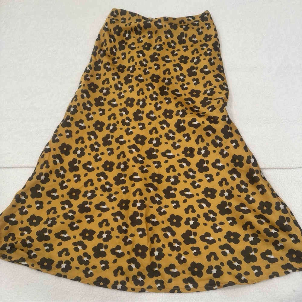 4 sienna Leopard Print Slip Skirt XS yellow black